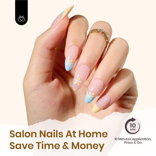 First Blossom | Beetles X PRESS BARE Press On Nails Medium Almond  Girls (15 Sizes-30Pcs) For Cheap - Image 3