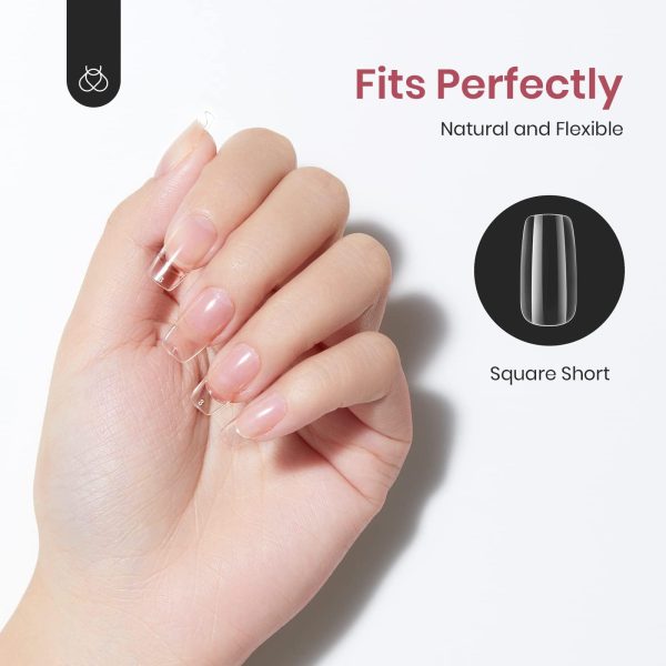 Pre-shaped Gelly Tips Short Square Clear Press on Nail Tips | 500pcs#014 Online - Image 4