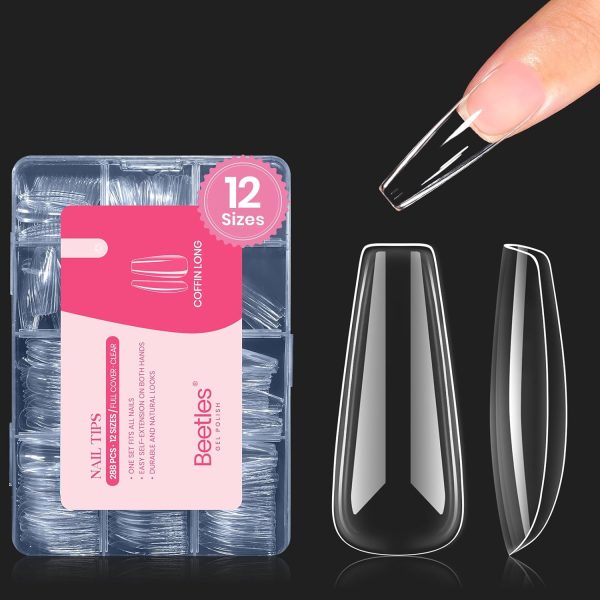 Etch-X Nail Tips  Long Coffin Half Matte | 288Pcs Discount