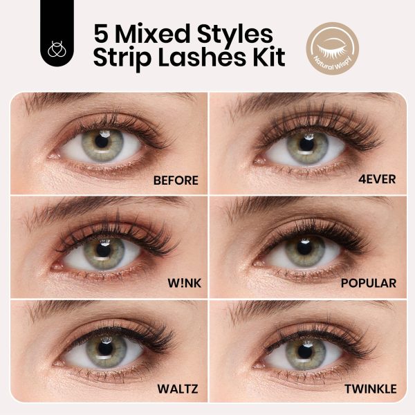 False Eyelash Clusters Kit| Essential Collection 5 Pairs For Cheap - Image 5