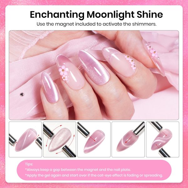 Pink Cat Eye |15ml Holographic Glitter Nail Gel Polish on Sale - Image 4